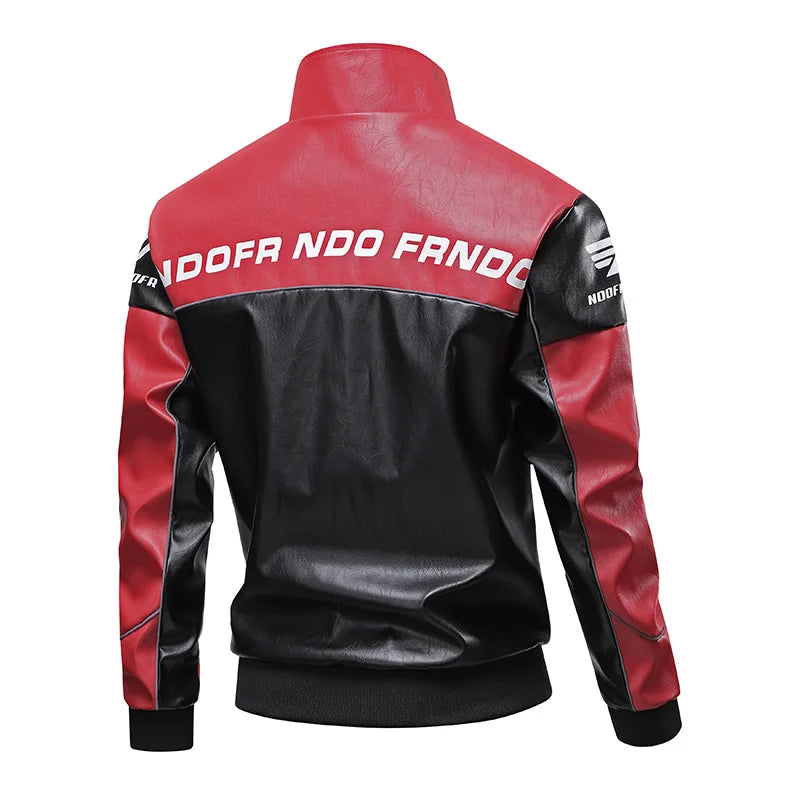Giacca Moto Uomo in Pelle PU – Giubbotto Biker Multitasche con Colletto Alto, Giacca Primavera Autunno Casual - Campeda