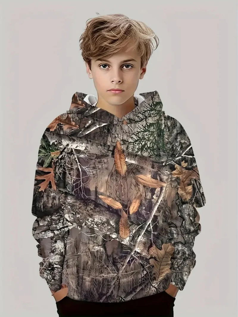 Felpe con cappuccio da caccia mimetiche Stampa foresta Abbigliamento ragazzo Sport - immagine 2