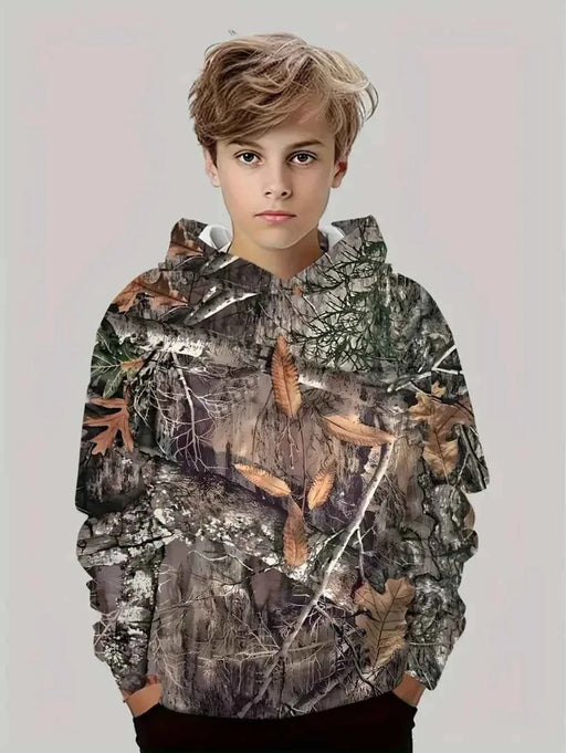Felpe con cappuccio da caccia mimetiche Stampa foresta Abbigliamento ragazzo Sport
