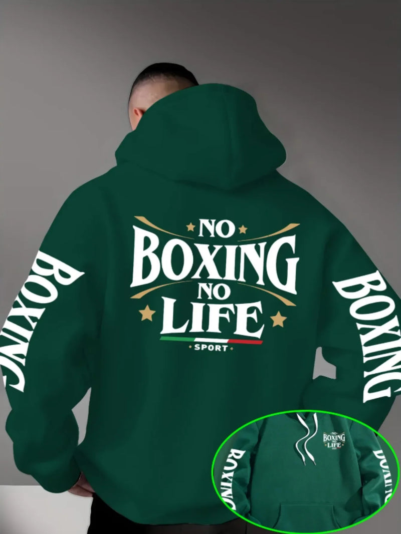 Felpa con Cappuccio da Uomo per Boxe Stampa Grafica sul Retro 'No Boxing - immagine 7