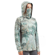 T-shirt da pesca Manica lunga donna Protezione UV Felpe con cappuccio Maschera