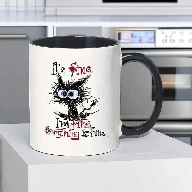 Tazza da tè pomeridiano per gatti da 11 once tazza da caffè multifunzionale in ceramica tazza da caffè in porcellana tazza da caffè tazza da caffè per gli amanti dei gatti