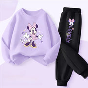 Primavera Autunno Stile Set di abbigliamento per bambini Neonate O Collo Felpa - Purple Black-A1 100(1-2Y) - immagine 13