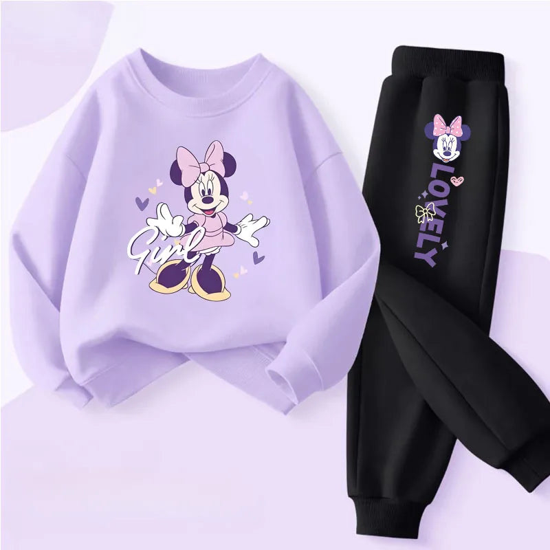 Primavera Autunno Stile Set di abbigliamento per bambini Neonate O Collo Felpa - Purple Black-A1 100(1-2Y) - immagine 13