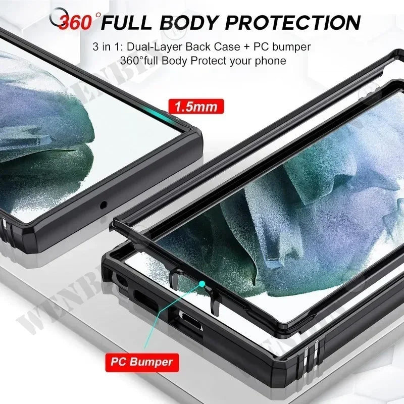 Custodia per Samsung S26 Ultra S25 S24 S23 Plus S25 FE A57 A56 A37 A36 A17 A16 5G Resistente con fotocamera Cavalletto da 360 gradi Cover