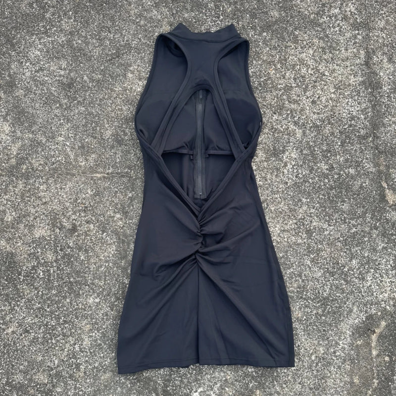 Pantaloncini da yoga attillati in vita con scrunch tinta unita Set donna cerniera - immagine 8