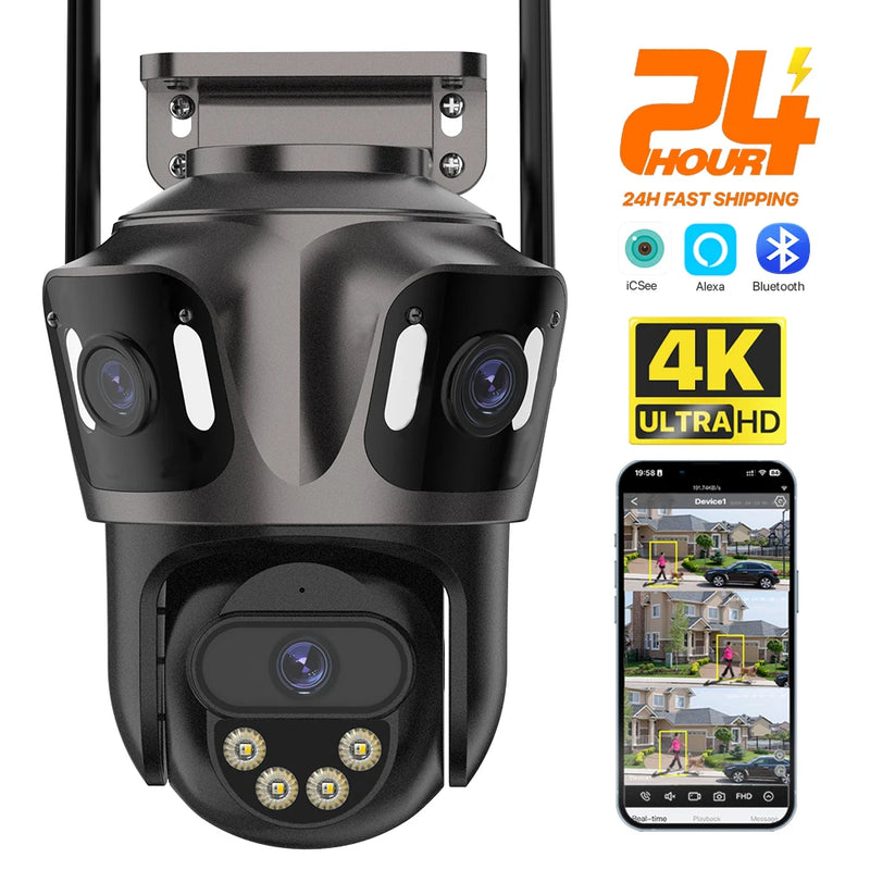 Telecamera IP WIFI a Tre Schermi per Esterni Impermeabile IP66