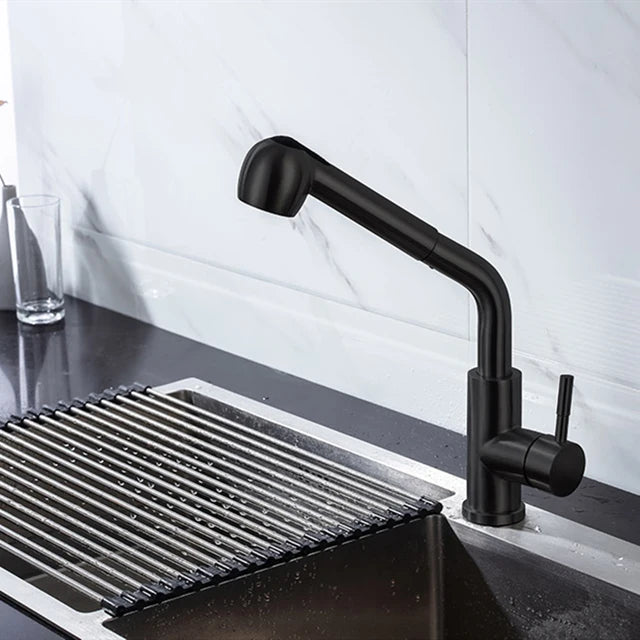 Rubinetto da cucina nero Estraibile Lavello Miscelatore per spruzzatore a flusso - 04001nero - immagine 5