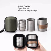 Set da tè portatile viaggio in acciaio inossidabile placcato titanio
