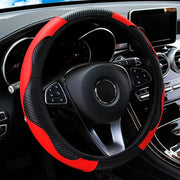 Coprivolante Auto Universale 38 cm in Pelle PU Antiscivolo e Traspirante – Copri Volante Effetto Fibra di Carbonio, Accessori Interni Auto Sportivo - Campeda