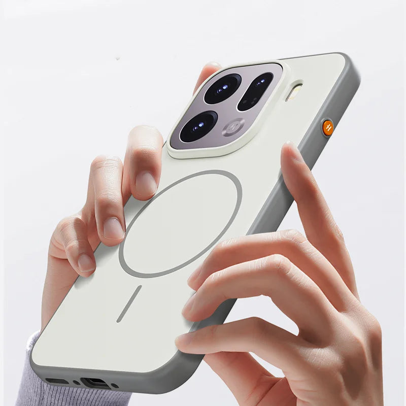 Per OPPO Find X9 X9 Pro Custodia magnetica doppio colore opaca PC + TPU Skin Feel Cover posteriore con pulsante in metallo per Find X 9 - Campeda