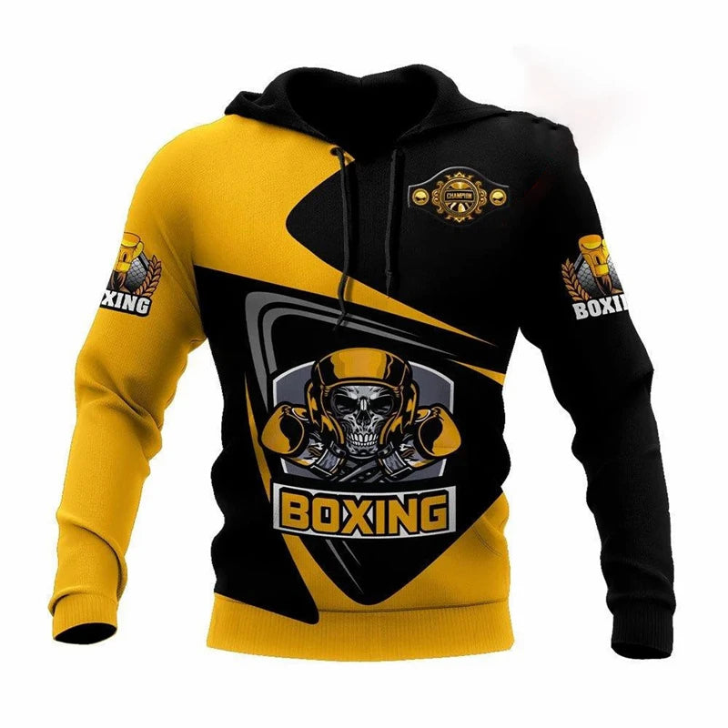 Felpa con cappuccio fitness da boxe Abbigliamento allenamento uomo pullover stampata - immagine 2