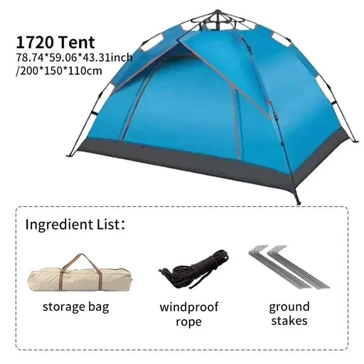Tenda da Campeggio Automatica 3-4 Persone – Apertura Rapida Impermeabile e Anti-UV - Campeda