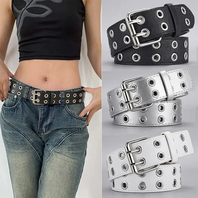 1pc Cintura da donna Tendenza Semplice Doppio Foro uomo Punk Hip Hop Stile