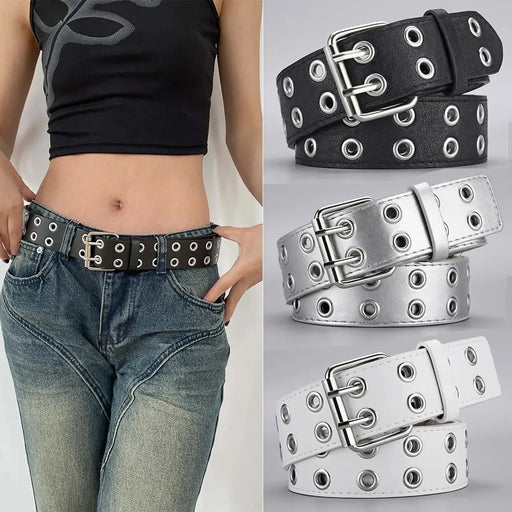 1pc Cintura da donna Tendenza Semplice Doppio Foro uomo Punk Hip Hop Stile