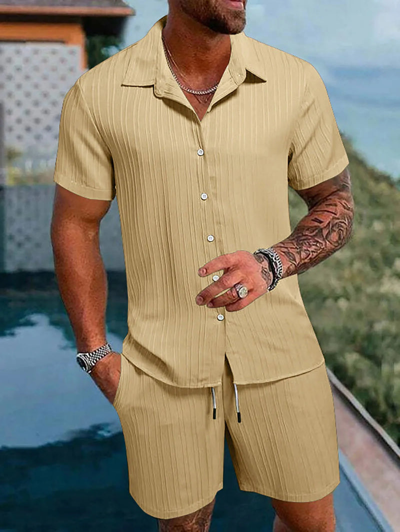 Tuta sportiva uomo 2 pezzi – polo maniche corte e pantaloncini a coulisse leggeri per primavera ed estate