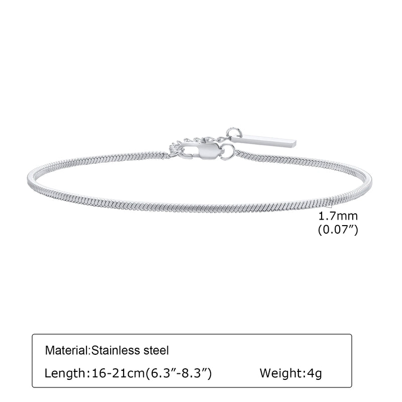 Bracciale a catena da donna color argento bracciali impilabili in acciaio inossidabile - BR-1498S-16 - immagine 9