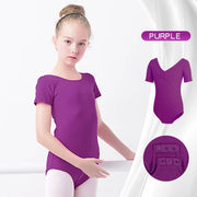 Body per balletto di base ragazze da ballo in cotone ginnastica a maniche - Purple 110(height100-105cm) - immagine 36