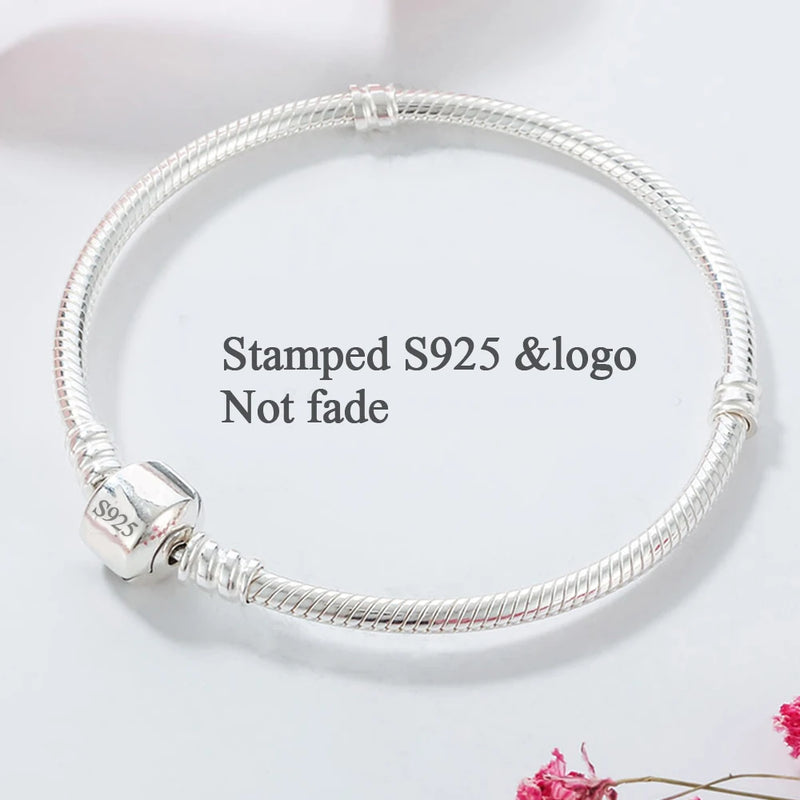 Bracciali in Argento Sterling 925 con Chiusura a Cuore e Catena Serpente - immagine 4