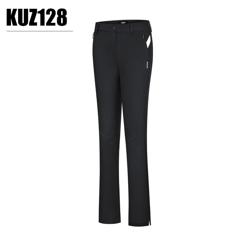 PGM pantaloni da Golf estivi donna caviglie Cropped Fit Slim svasati elastici tasca - Black S - immagine 9