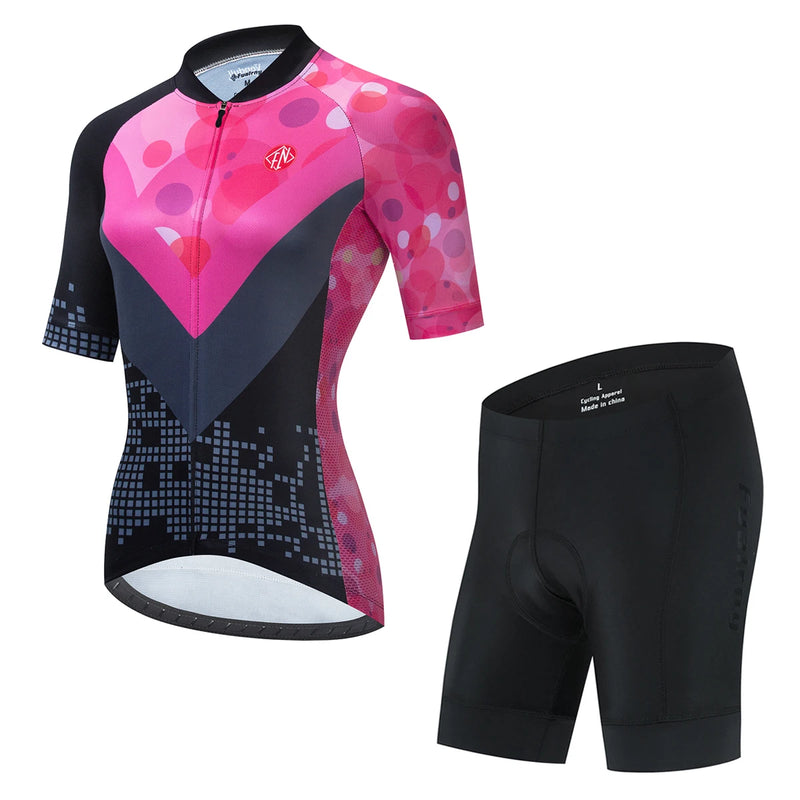 Maglia da Ciclismo estiva set abbigliamento donna tuta bici MTB a maniche corte - immagine 5