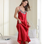 Camicia da notte donna Camicie in raso di pizzo Lingerie sexy lunga