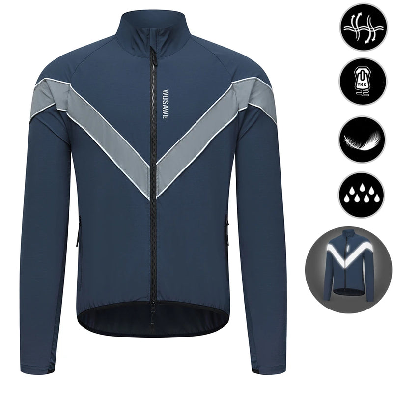 WOSAWE Giacca da ciclismo riflettente Autunno inverno a vento bicicletta moto morbida - immagine 17