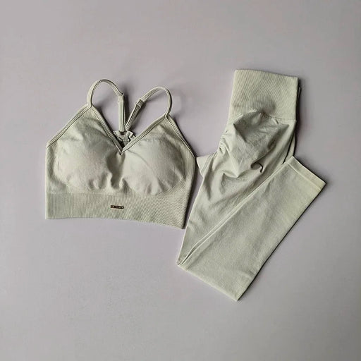 Completo sportivo donna a vita alta Peach, antiurto, per yoga, fitness, corsa e stile casual - Campeda