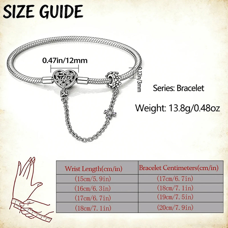 Bracciali in Argento Sterling 925 con Chiusura a Cuore e Catena Serpente - immagine 2