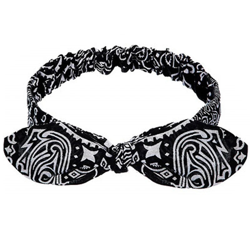 New Boho Women fasce morbide con stampa solida fasce per capelli elastiche con nodo incrociato Vintage turbante bandane fasce per capelli per ragazze accessori per capelli