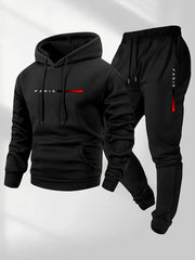 Set tuta sportiva uomo – felpa con cappuccio e pantaloni lunghi casual autunno/inverno con stampa lettere - Campeda
