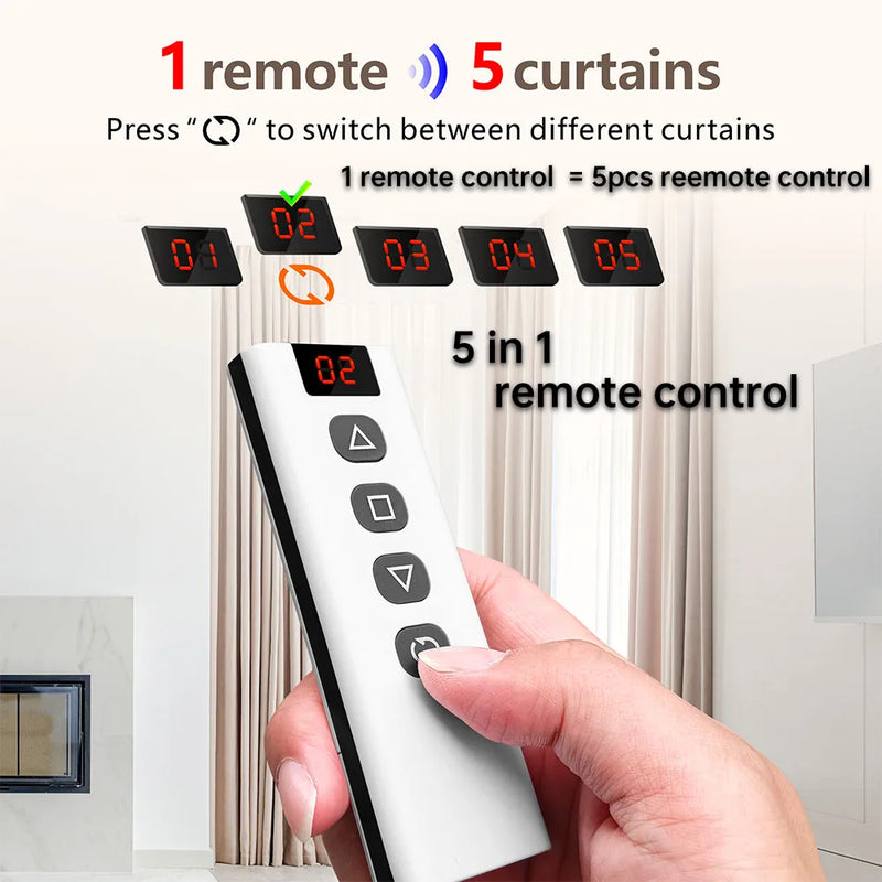 Interruttore per tende Wifi Rf Tuya Smart Life Modulo per tapparella 433 mhz 5-IN-1 Telecomando, per tende per porte e finestre del garage Alexa