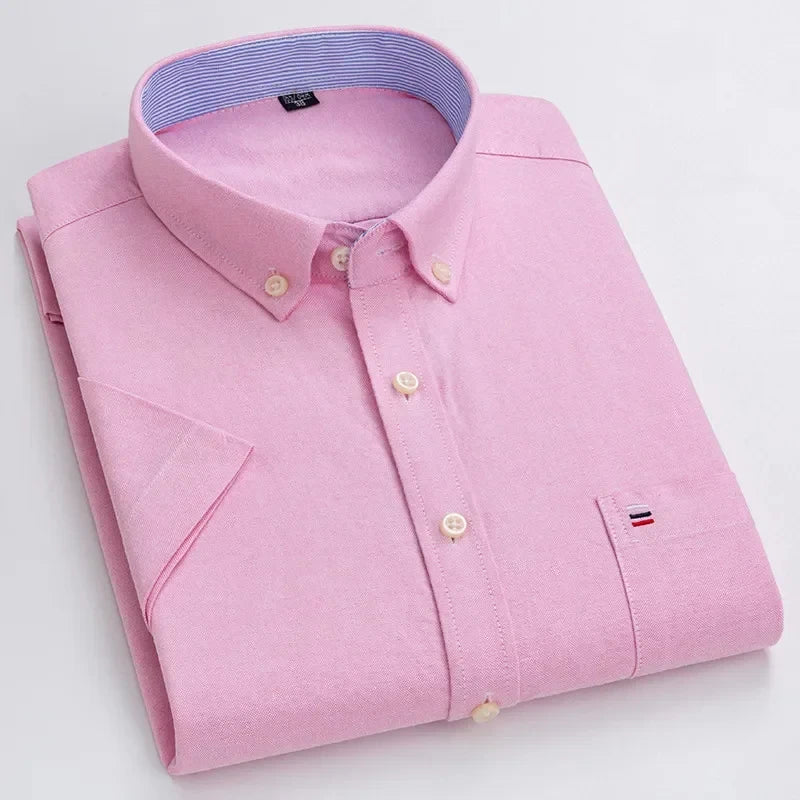 Camicia Oxford da uomo Bamboople – maniche corte, traspirante, casual business, plaid, estate e primavera - Campeda