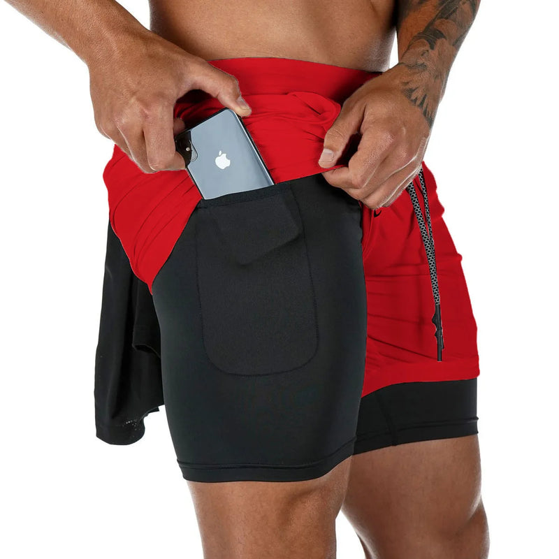 Pantaloncini da corsa mimetici sportivi palestra uomo 2 in 1 Allenamento ad - immagine 16