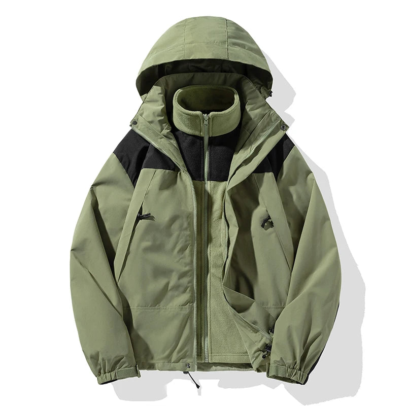 Nuove giacche da esterno tre in uno Moda semplice adatta per uomo Donna - verde chiaro XS - immagine 15