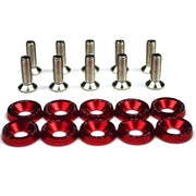 Kit Bulloni JDM M6x20 in Alluminio (10 Pezzi) – Rondelle Anodizzate Parafango, Viti Universali Auto per Cofano, Paraurti e Targa - Campeda