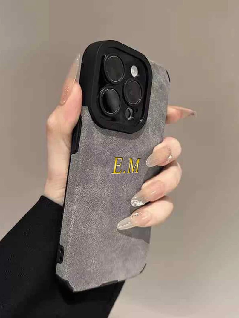 Custodia con nome iniziali personalizzate personalizzate in pelle di agnello di lusso per iPhone 17 16 15 14 13 12 11 Pro Max 17 Air Soft Cover