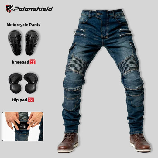 Pantaloni Moto Protettivi con Protezioni – Jeans Motocross Anticaduta con Doppia Cerniera, Pantaloni Riding Unisex 4 Stagioni