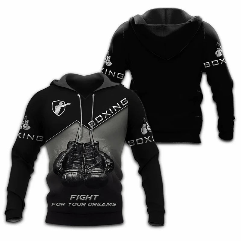 Felpa con cappuccio fitness da boxe Abbigliamento allenamento uomo pullover stampata - immagine 8