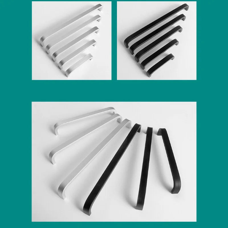 Set di 12 Maniglie Moderne per Armadio 64mm/96mm/128mm/160mm/192mm in Alluminio Solido - immagine 4