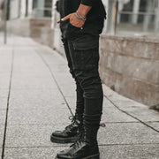 Jeans cargo da uomo Tsingyi in denim elasticizzato – slim fit a vita media, multitasche, casual primavera/autunno - Campeda
