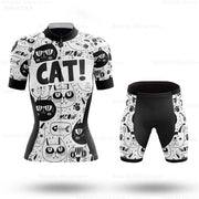 Set Maglia Ciclismo Donna Gatto Cartone Animato Divertente Estivo Abbigliamento Bici - immagine 12