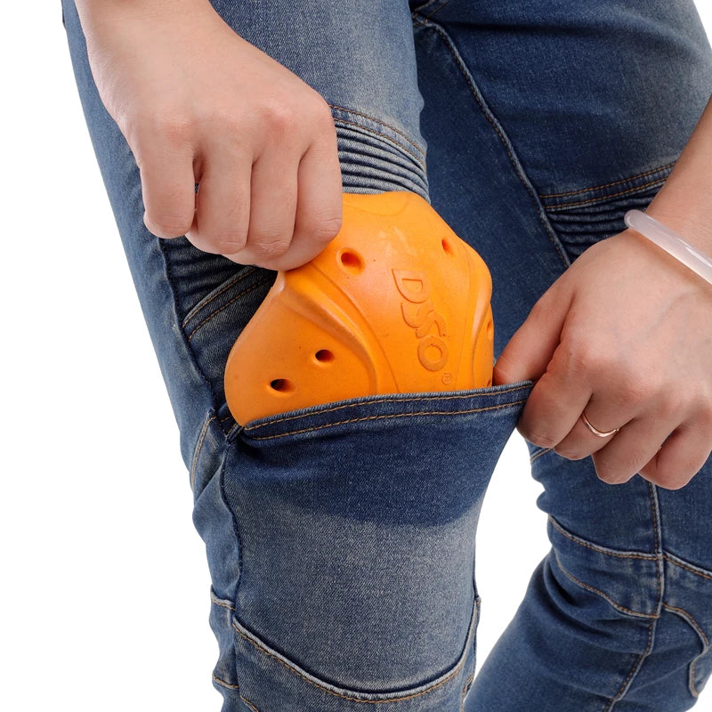 Jeans Moto Donna Protettivi – Pantaloni Motocross con Protezioni Ginocchia, Fianchi e Coccige, Stile Casual Sicurezza Riding - Campeda