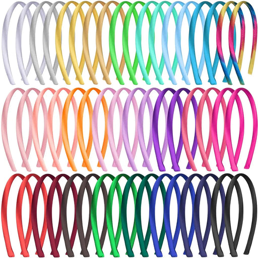50 pezzi Fasce per capelli in raso di plastica 1 cm Donna Fascia - immagine 2