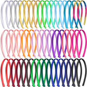 50 pezzi Fasce per capelli in raso di plastica 1 cm Donna Fascia - 50 pezzi assortiti - immagine 2