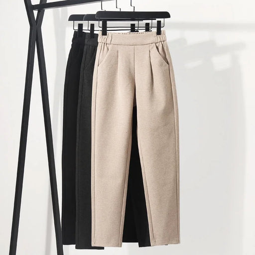 Pantaloni di lana a 3 colori matita Harem da donna Autunno Inverno vita - immagine 2
