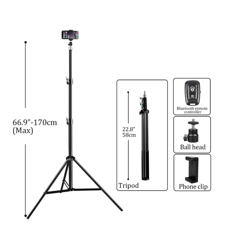 Treppiedi per selfie da 200/170/150/55 cm in alluminio - 170cm - immagine 6