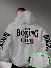 Felpa con Cappuccio da Uomo per Boxe Stampa Grafica sul Retro 'No Boxing - immagine 6