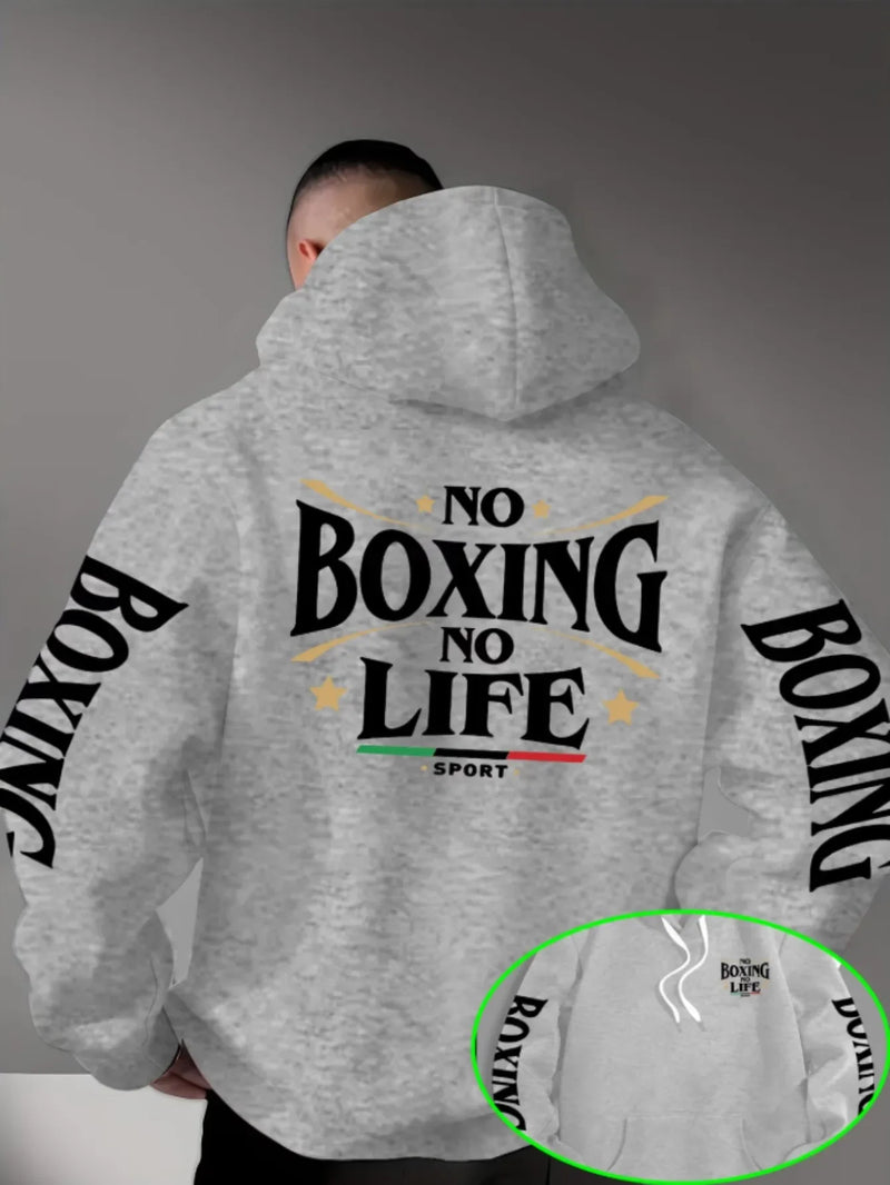Felpa con Cappuccio da Uomo per Boxe Stampa Grafica sul Retro 'No Boxing - immagine 6