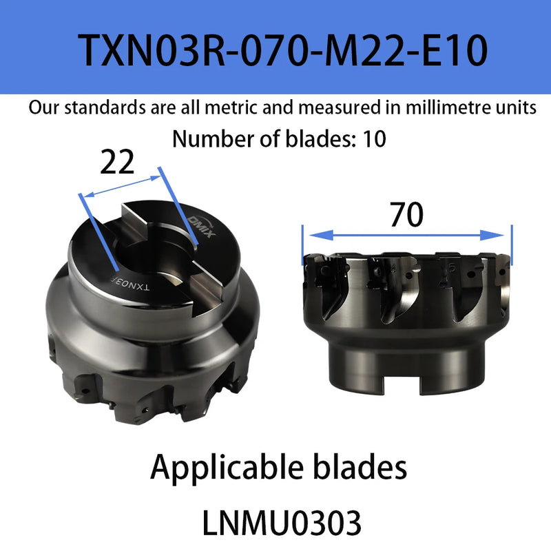 DMIX EXN03R Barra per fresa LNMU0303 Portautensili per fresatura con inserto bifacciale ad avanzamento rapido